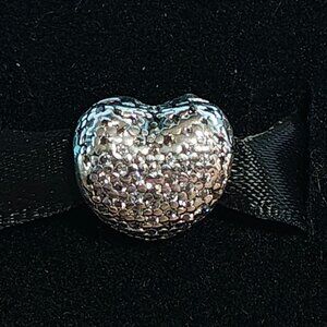 Authentic Retired Pandora Open My Heart Clip with Clear Zirconia - 791427CZ